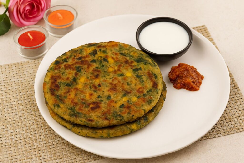 Palak Corn Cheese Paratha