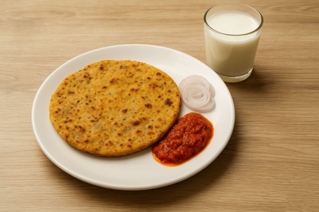 Lahsun Ki Chutney with Missi roti and chach